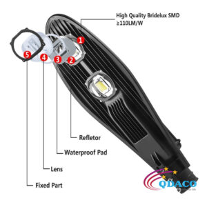 Dèn dường led 100w QDLX100 QDACOVN hình chiếc lá bảo hành 2 năm