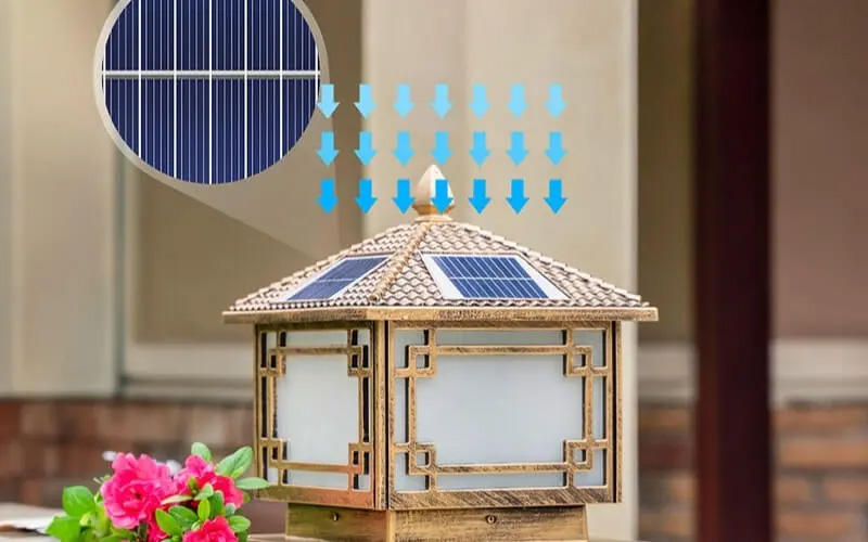 Cách lắp đèn trụ cổng năng lượng mặt trời đơn giản và hiệu quả 3 Tấm pin hút năng lượng mặt trời của đèn trụ