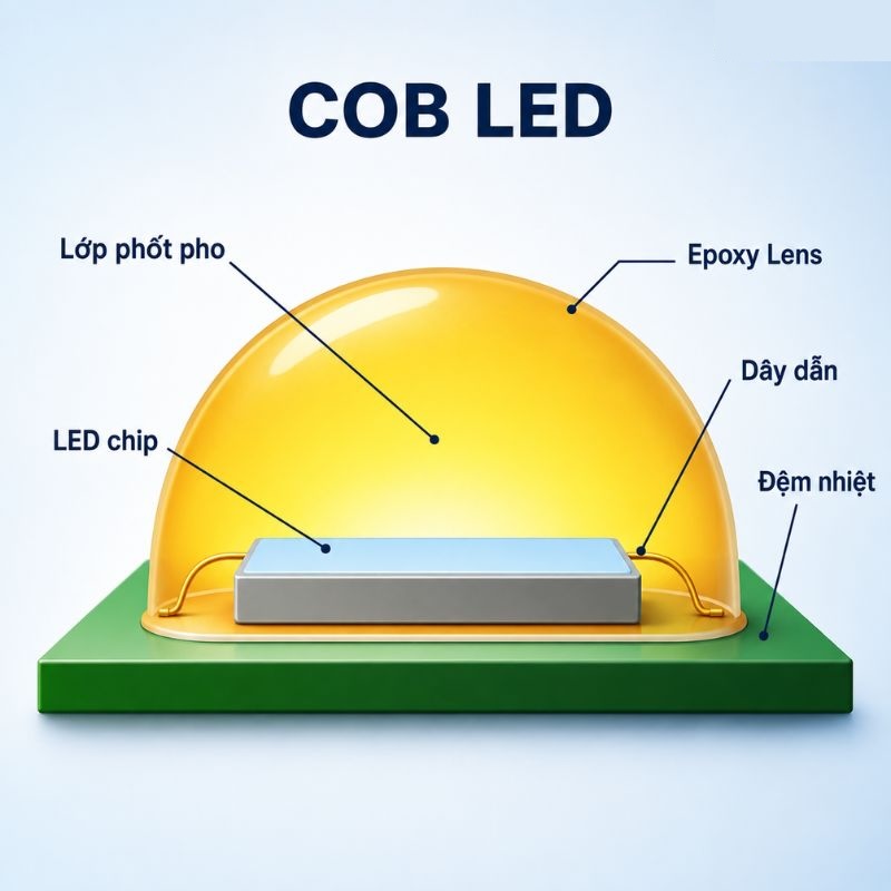 cau tao cua chip led cob